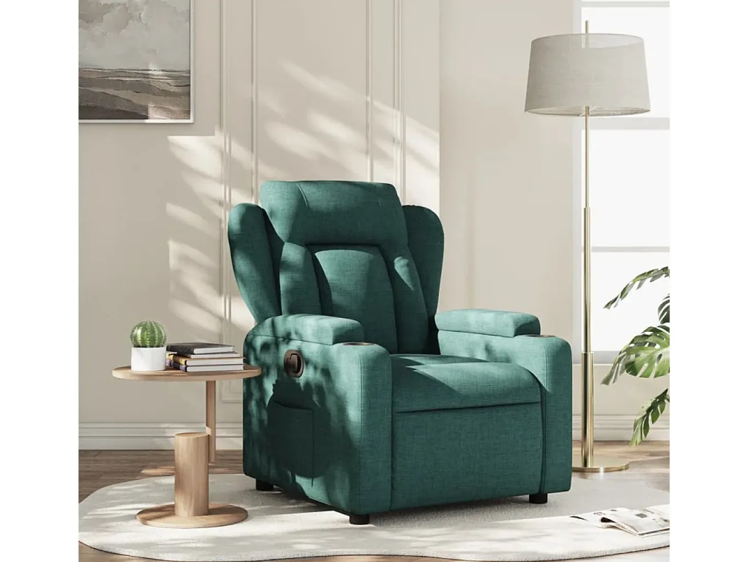 Sillón de relax | Silla | Sillón reclinable de tela verde oscuro SHL9703