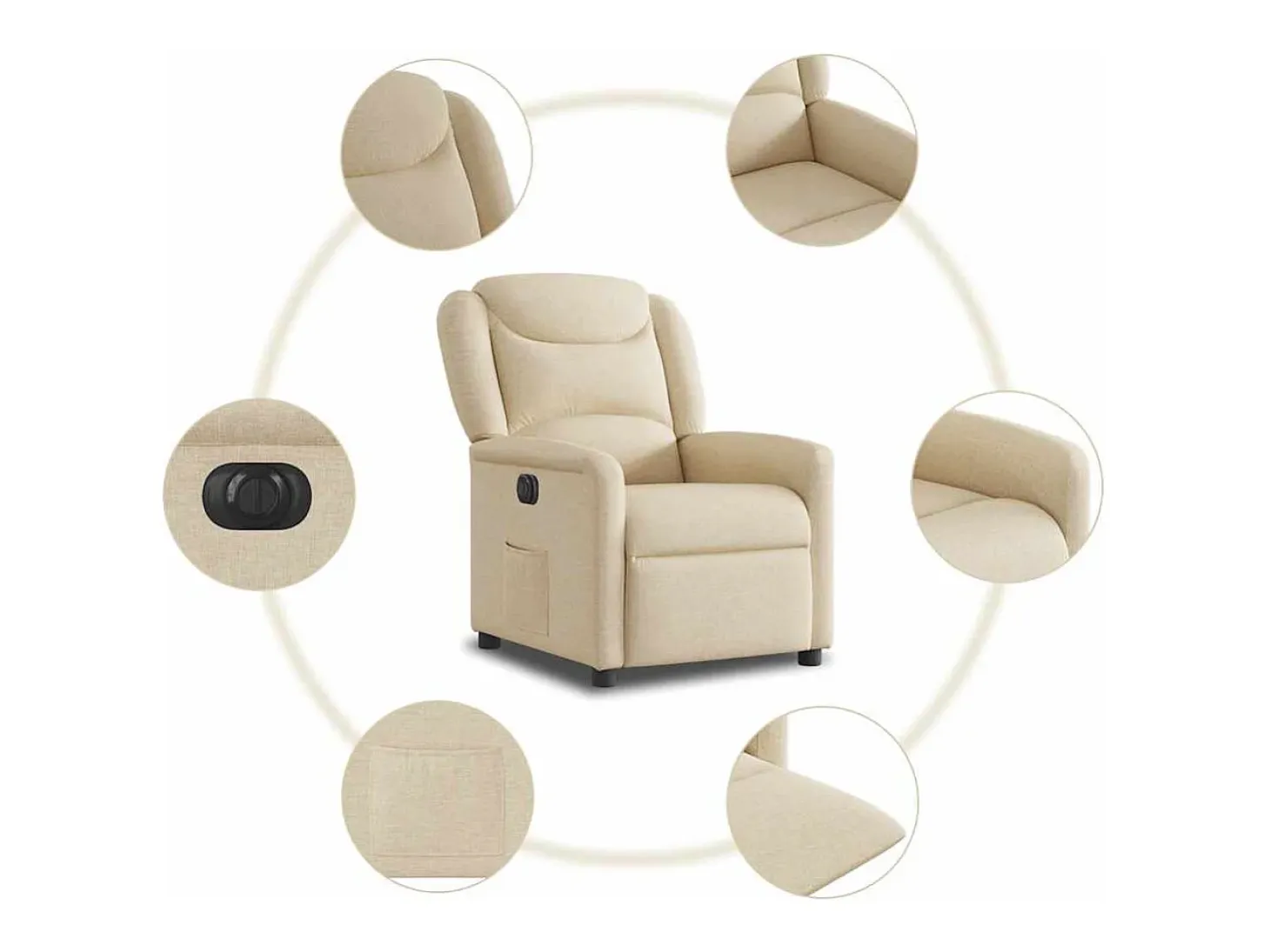 Sillón de relax | Silla | Sillón reclinable eléctrico de tela crema SHL4065