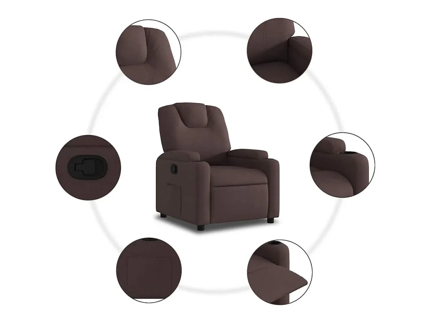 Sillón de relax | Silla | Sillón reclinable de tela marrón oscuro SHL2487