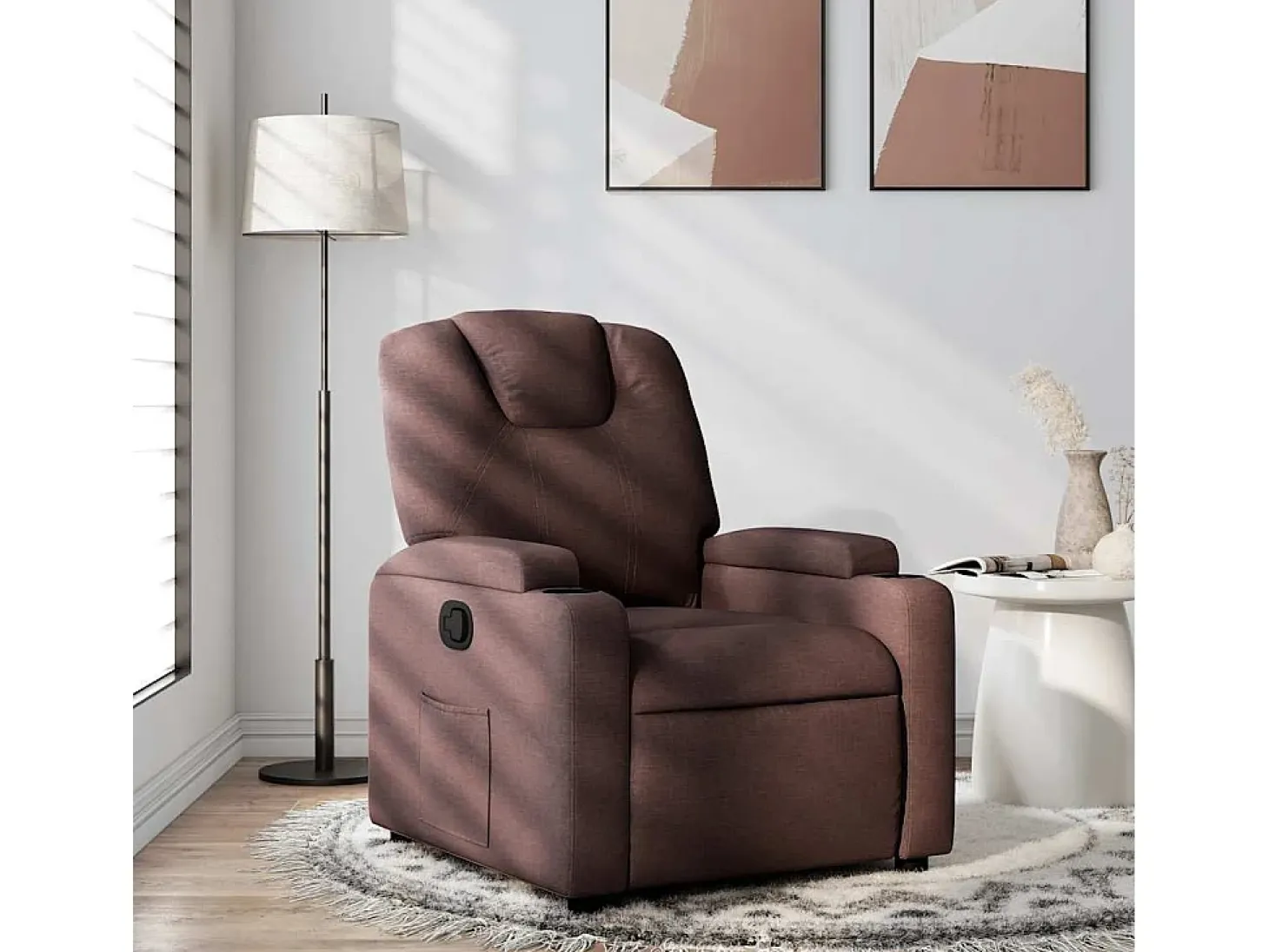 Sillón de relax | Silla | Sillón reclinable de tela marrón oscuro SHL2487