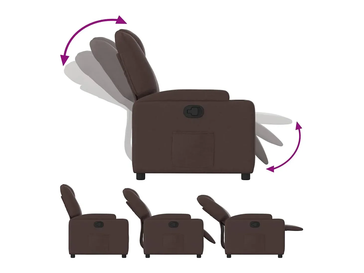Sillón de relax | Silla | Sillón reclinable de tela marrón oscuro SHL2487