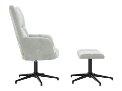 Sillón de relax | Silla de relax con taburete de terciopelo gris claro SHL2257