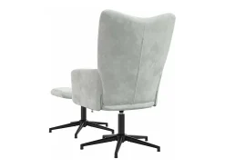 Sillón de relax | Silla de relax con taburete de terciopelo gris claro SHL2257