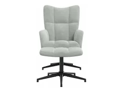 Sillón de relax | Silla de relax con taburete de terciopelo gris claro SHL2257