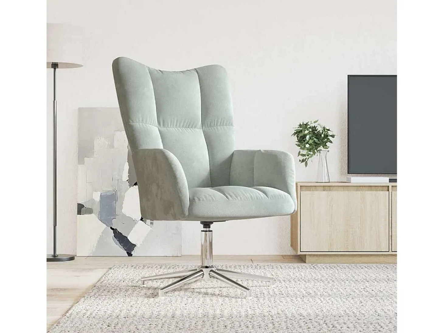Sillón de relax | Silla de relax de terciopelo gris claro SHL8629