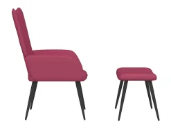 Sillón de relax | Silla de relax con taburete terciopelo rojo tinto SHL2317