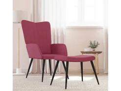 Sillón de relax | Silla de relax con taburete terciopelo rojo tinto SHL2317