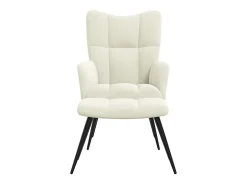 Sillón de relax | Silla de relax con taburete terciopelo blanco crema SHL2114