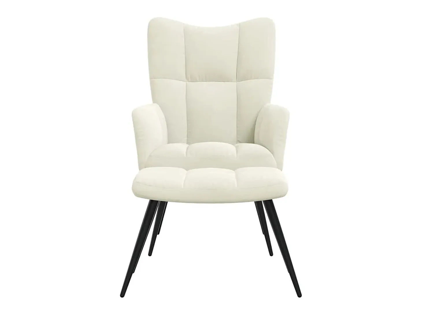 Sillón de relax | Silla de relax con taburete terciopelo blanco crema SHL2114