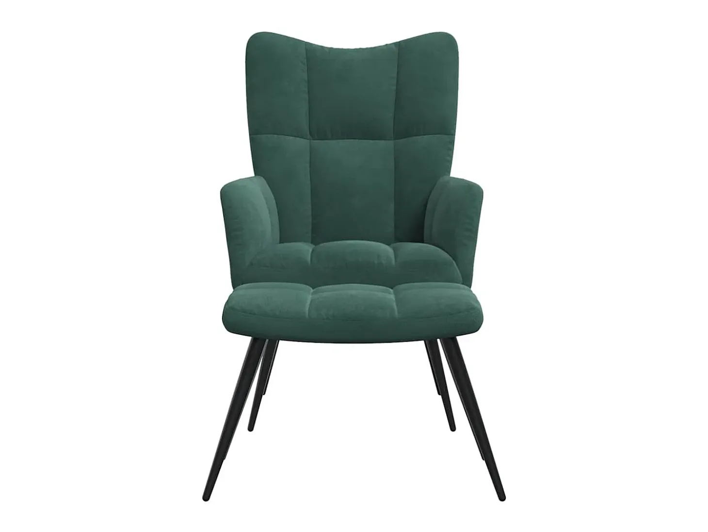 Sillón de relax | Silla de relax con taburete terciopelo verde oscuro SHL6962
