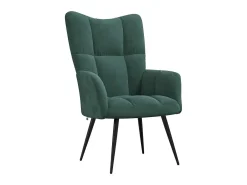 Sillón de relax | Silla de relax con taburete terciopelo verde oscuro SHL6962