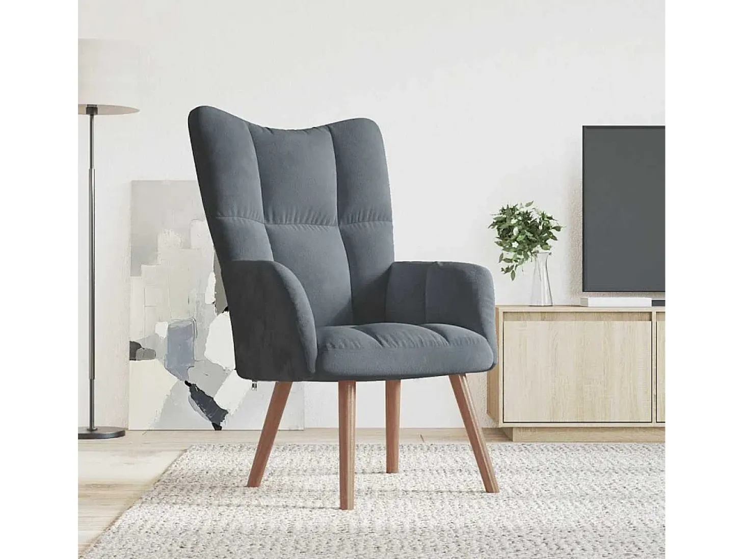 Sillón de relax | Silla de relax de terciopelo gris oscuro SHL3472
