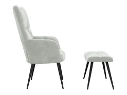 Sillón de relax | Silla de relax con taburete de terciopelo gris claro SHL8721
