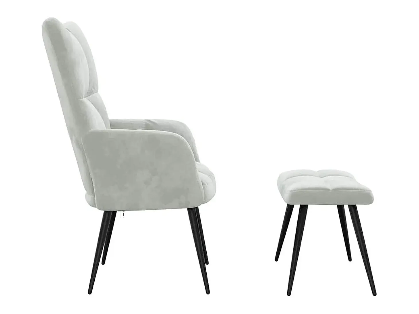 Sillón de relax | Silla de relax con taburete de terciopelo gris claro SHL8721