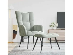 Sillón de relax | Silla de relax con taburete de terciopelo gris claro SHL8721