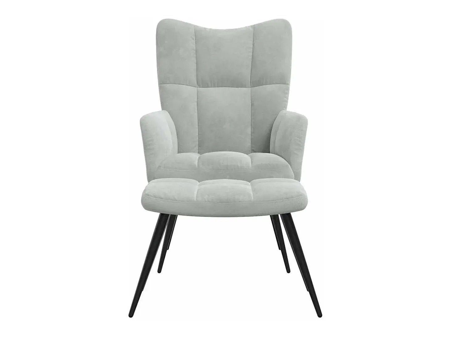Sillón de relax | Silla de relax con taburete de terciopelo gris claro SHL8721