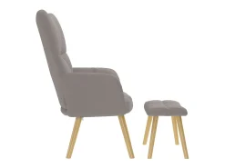 Sillón de relax | Silla de relax con taburete de tela gris taupé SHL3297