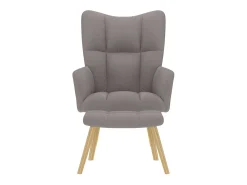 Sillón de relax | Silla de relax con taburete de tela gris taupé SHL3297