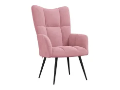 Sillón de relax | Silla de relax con taburete terciopelo rosa SHL4467