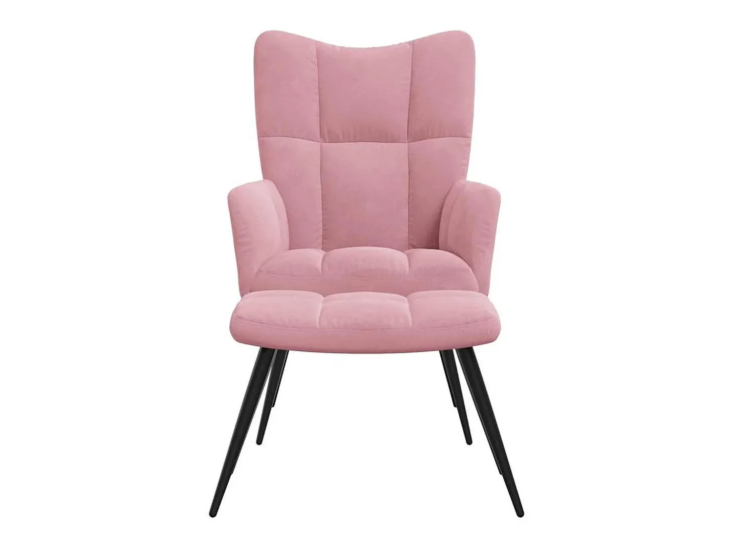 Sillón de relax | Silla de relax con taburete terciopelo rosa SHL4467