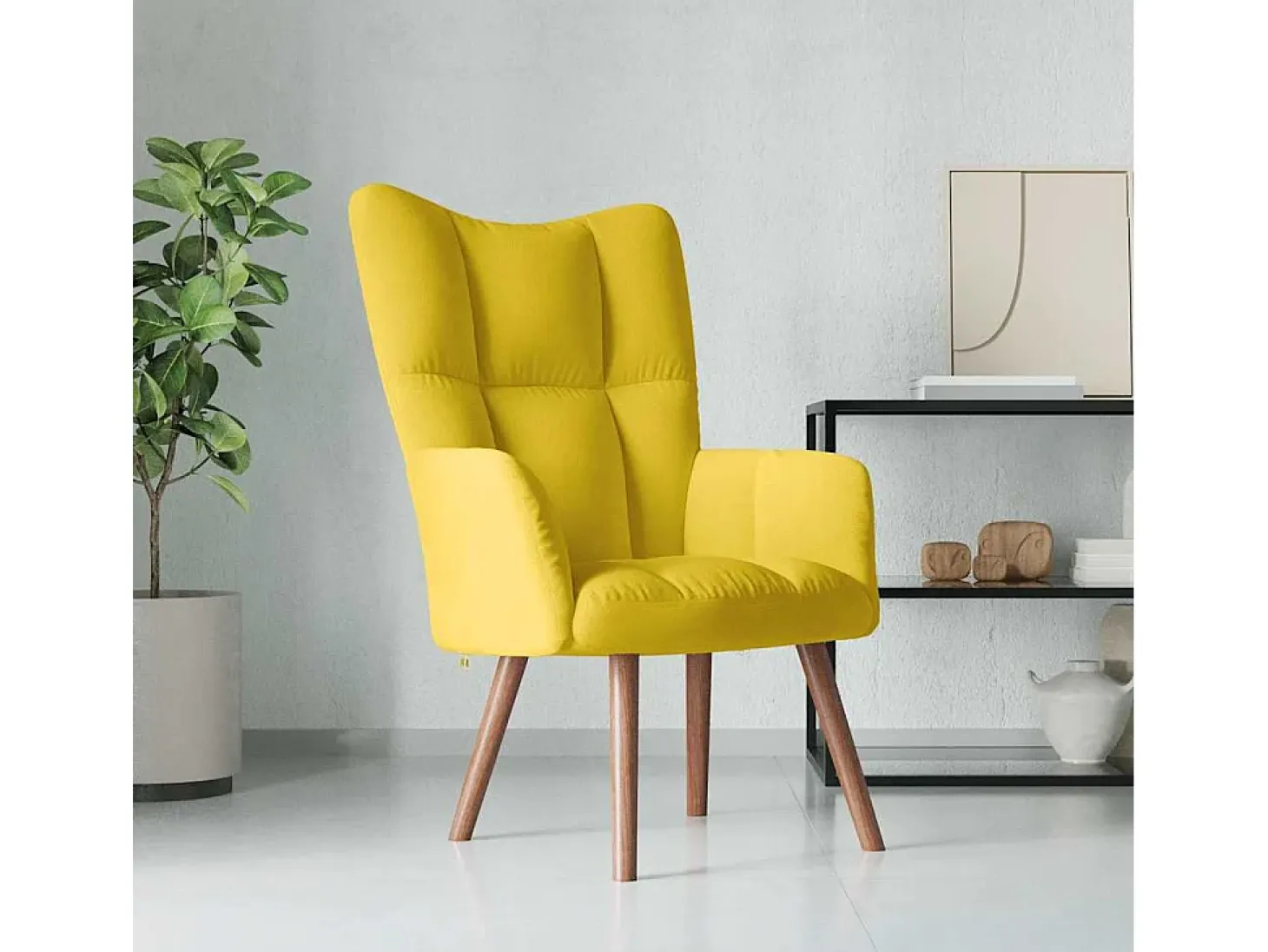 Sillón de relax | Silla de relax de terciopelo amarillo mostaza SHL8033
