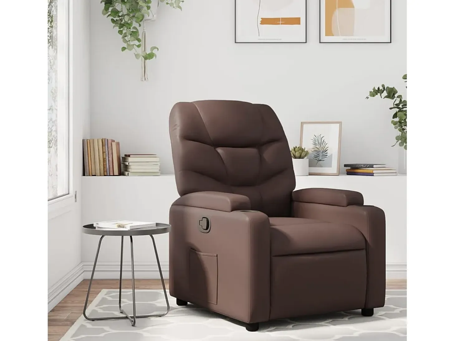 Sillón de relax | Sillón reclinable de cuero sintético marrón SHL4378
