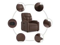 Sillón de relax | Sillón reclinable de cuero sintético marrón SHL4378