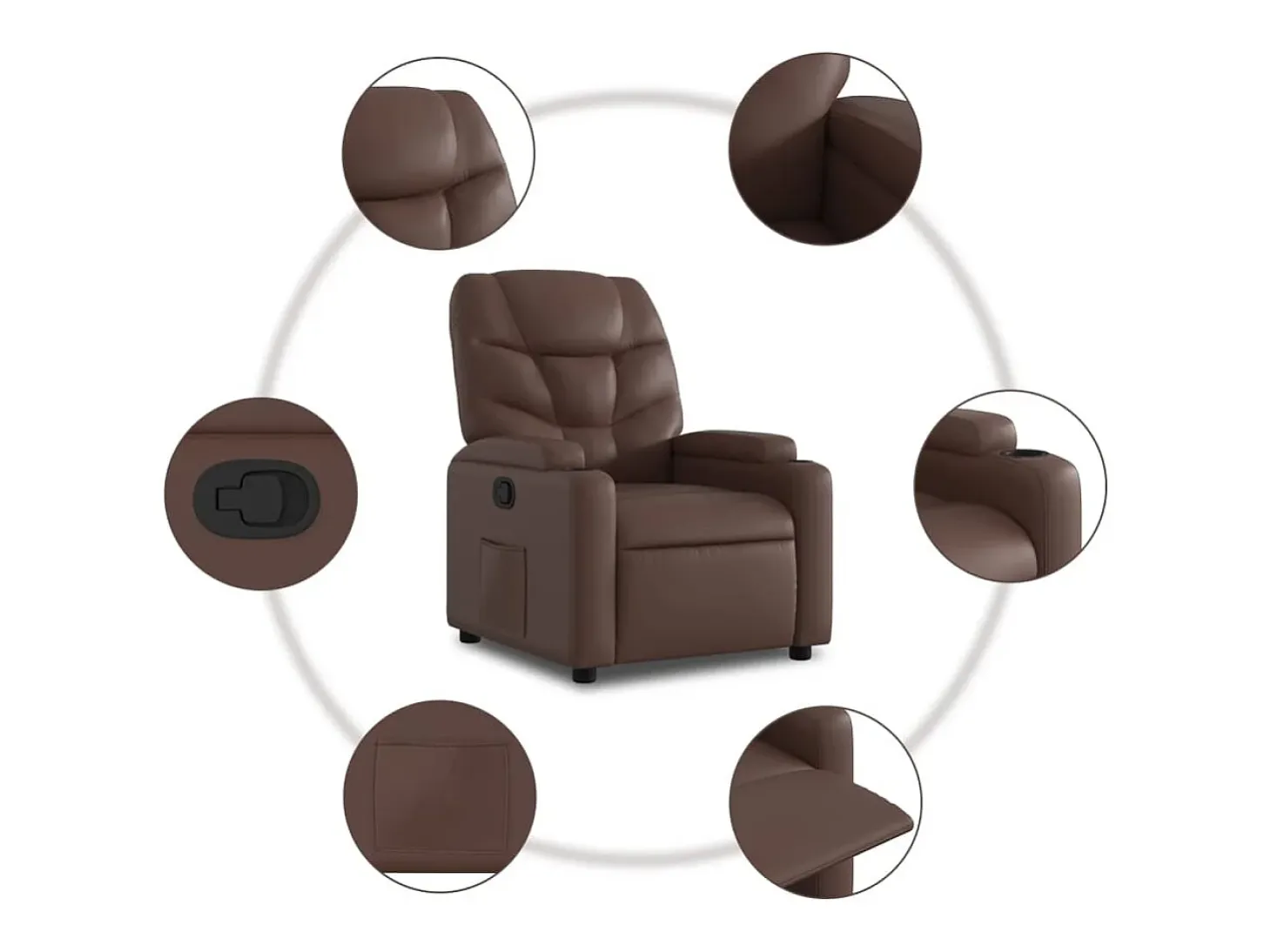 Sillón de relax | Sillón reclinable de cuero sintético marrón SHL4378