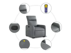 Sillón de relax | Sillón reclinable de masaje de pie cuero artificial gris SHL6225