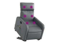 Sillón de relax | Sillón reclinable de masaje de pie cuero artificial gris SHL6225