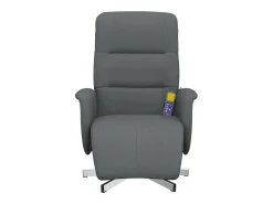 Sillón de relax | Sillón reclinable de masaje con reposapiés tela gris oscuro SHL4573