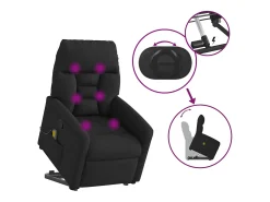 Sillón de relax | Sillón reclinable de masaje elevable tela negro SHL3021