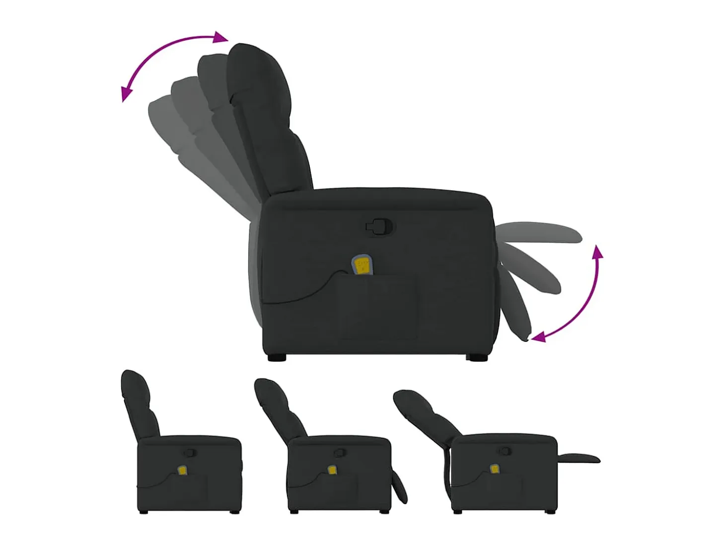 Sillón de relax | Sillón reclinable de masaje elevable tela negro SHL3021