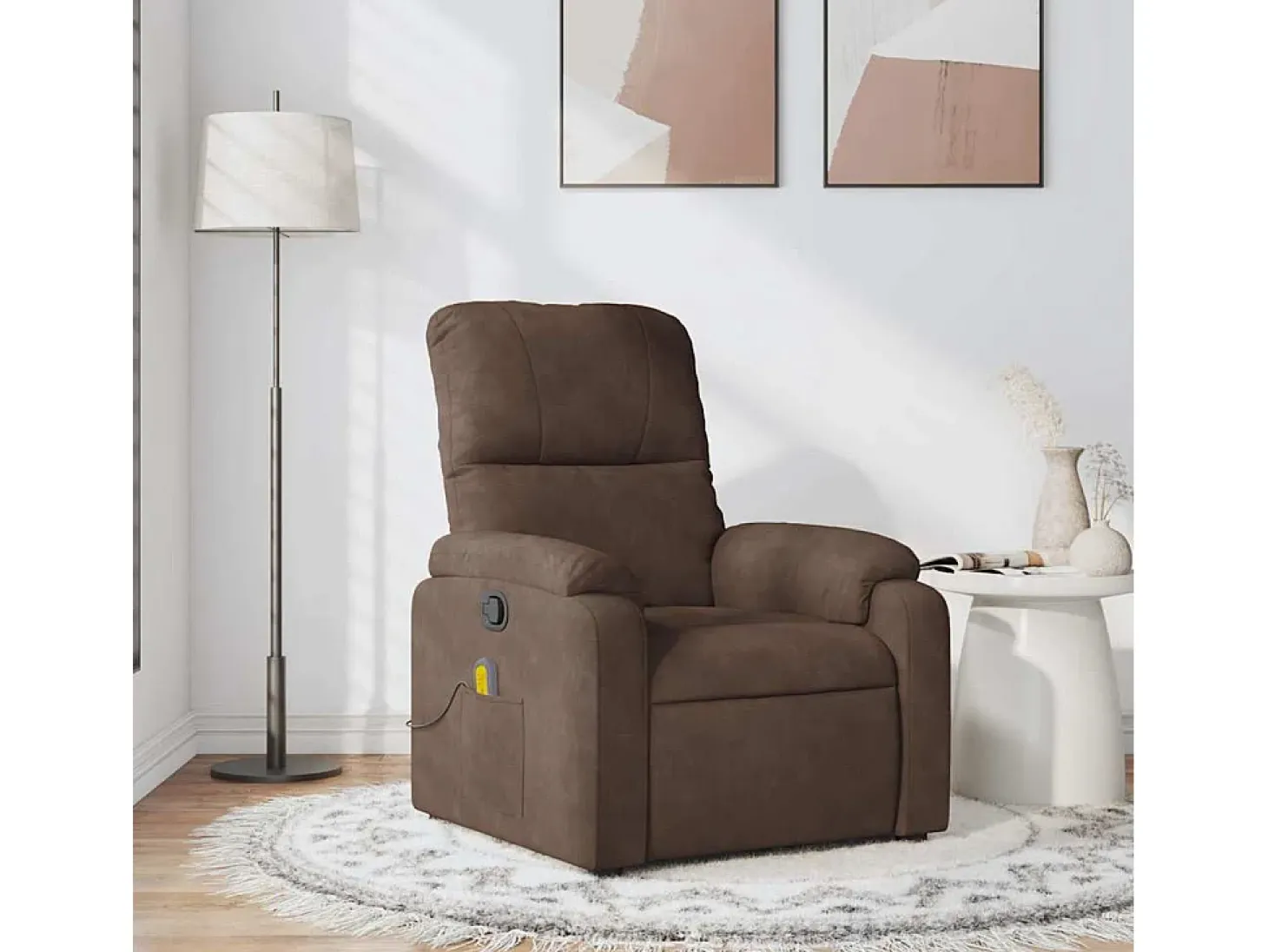 Sillón de relax | Sillón reclinable de masaje tela de microfibra marrón SHL6901