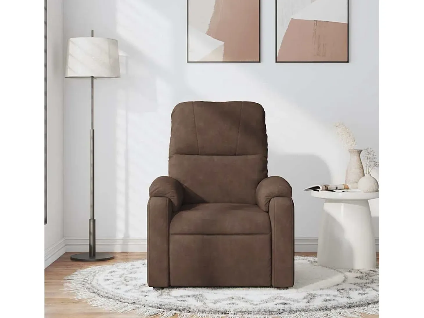 Sillón de relax | Sillón reclinable de masaje tela de microfibra marrón SHL6901