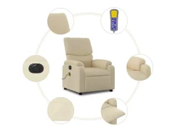 Sillón de relax | Sillón reclinable de masaje eléctrico tela color crema SHL6964