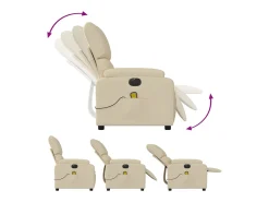 Sillón de relax | Sillón reclinable de masaje eléctrico tela color crema SHL6964