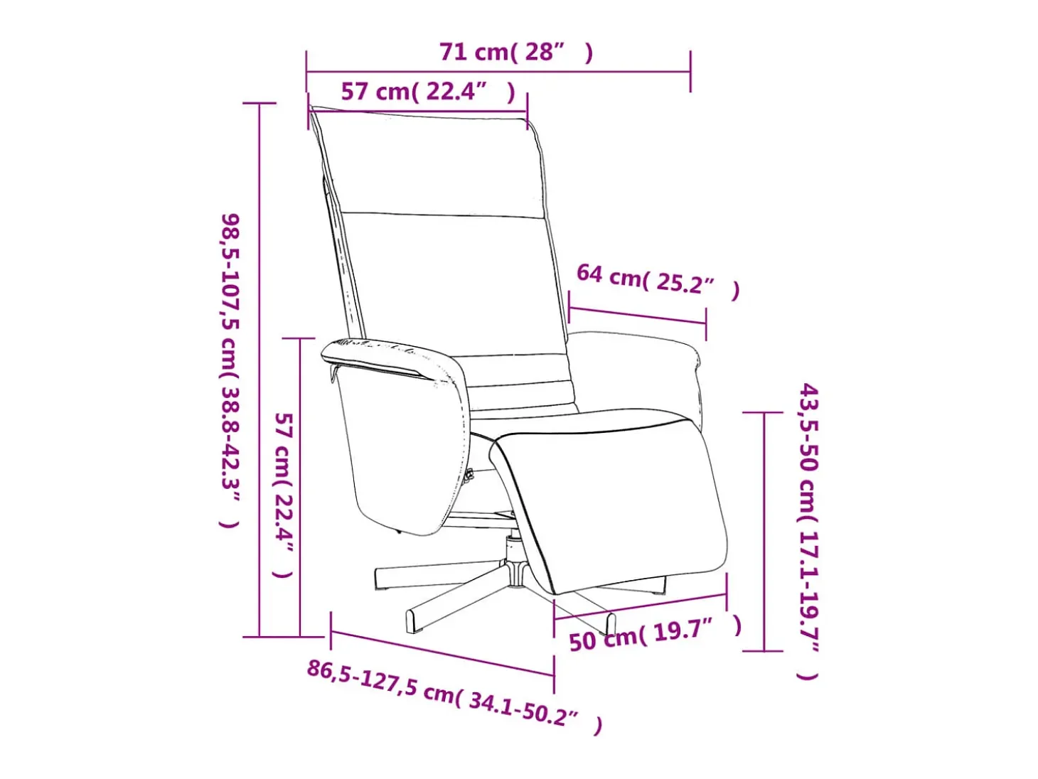 Sillón de relax | Sillón reclinable con reposapiés cuero sintético gris SHL5321