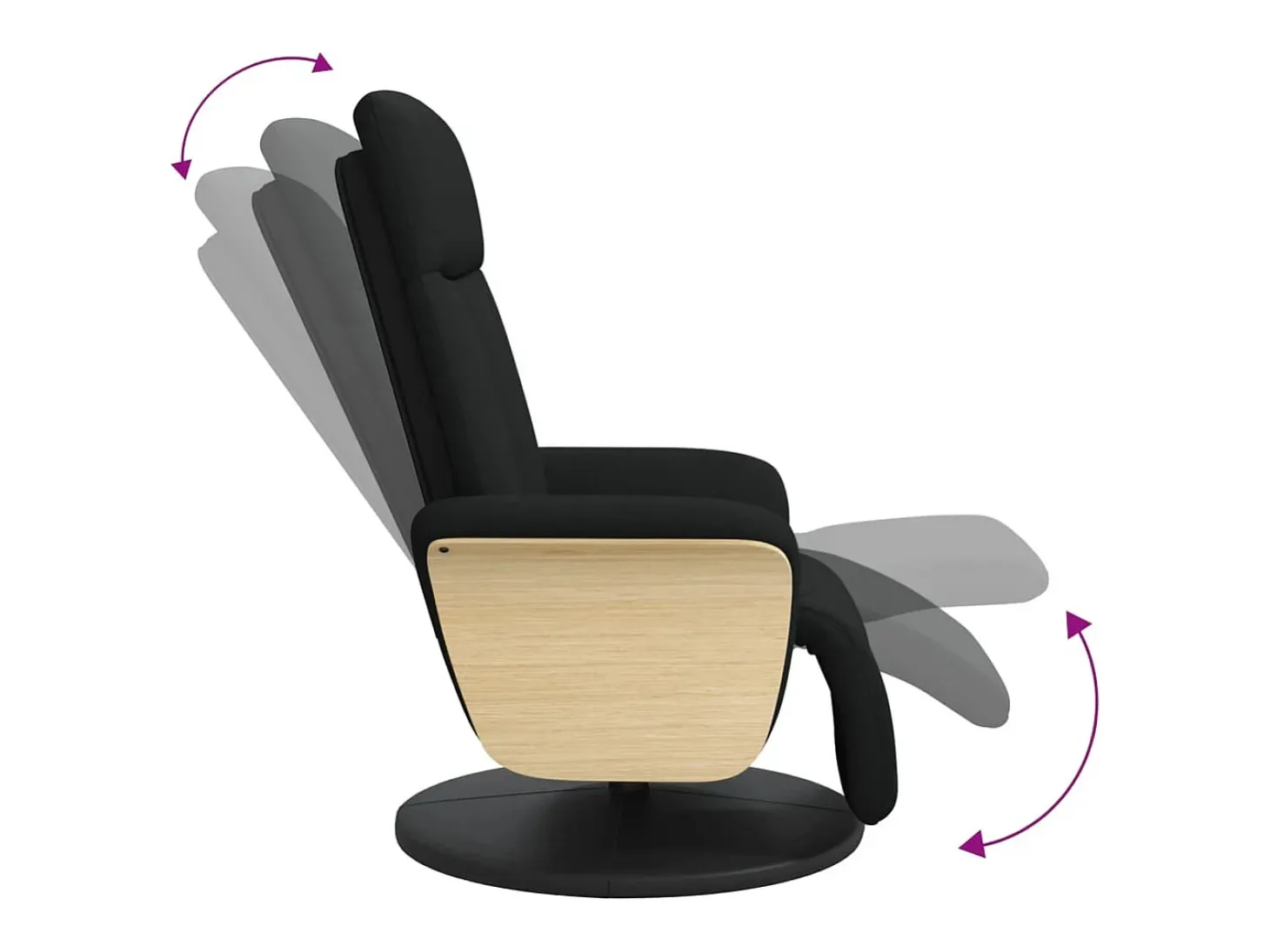 Sillón de relax | Sillón reclinable con reposapiés tela negra SHL5106