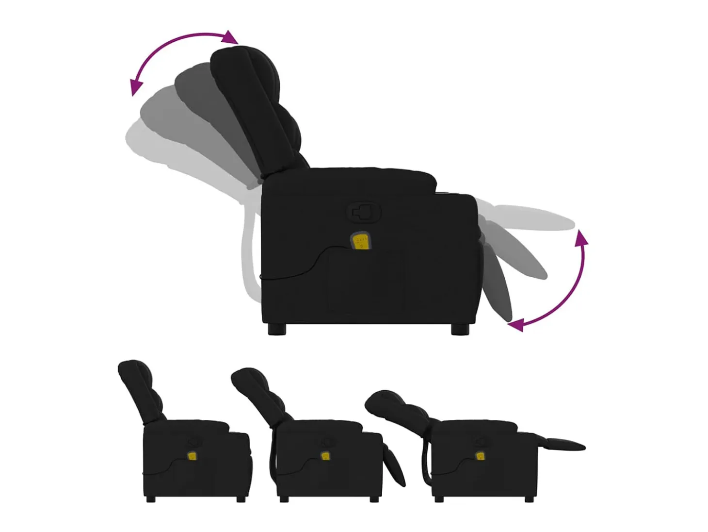Sillón de relax | Sillón reclinable de masaje de tela negro SHL6995