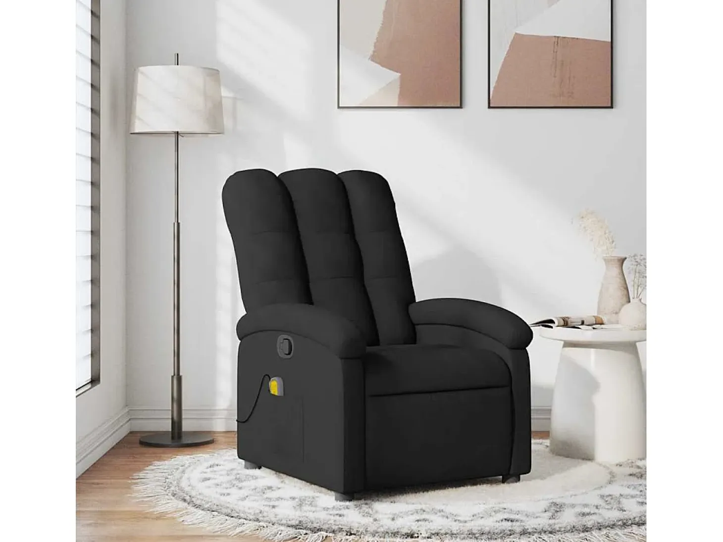 Sillón de relax | Sillón reclinable de masaje de tela negro SHL7064
