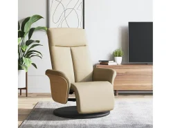 Sillón de relax | Sillón reclinable con reposapiés tela color crema SHL5841