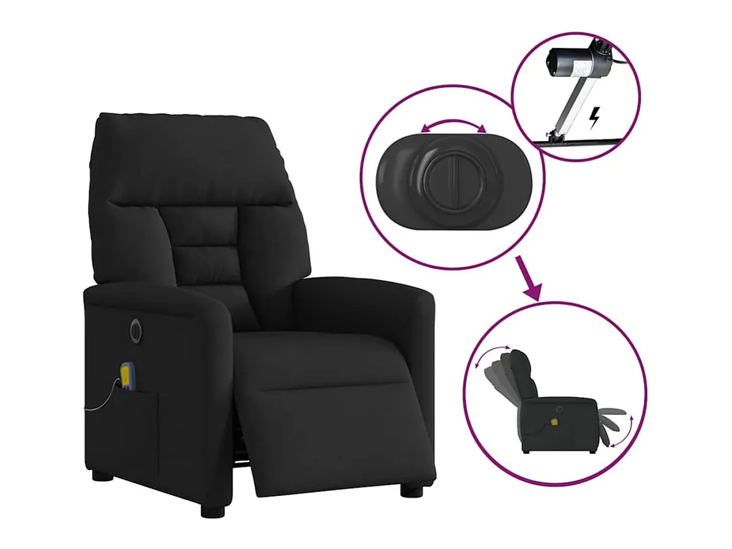Sillón de relax | Sillón reclinable de masaje eléctrico tela negro SHL5819
