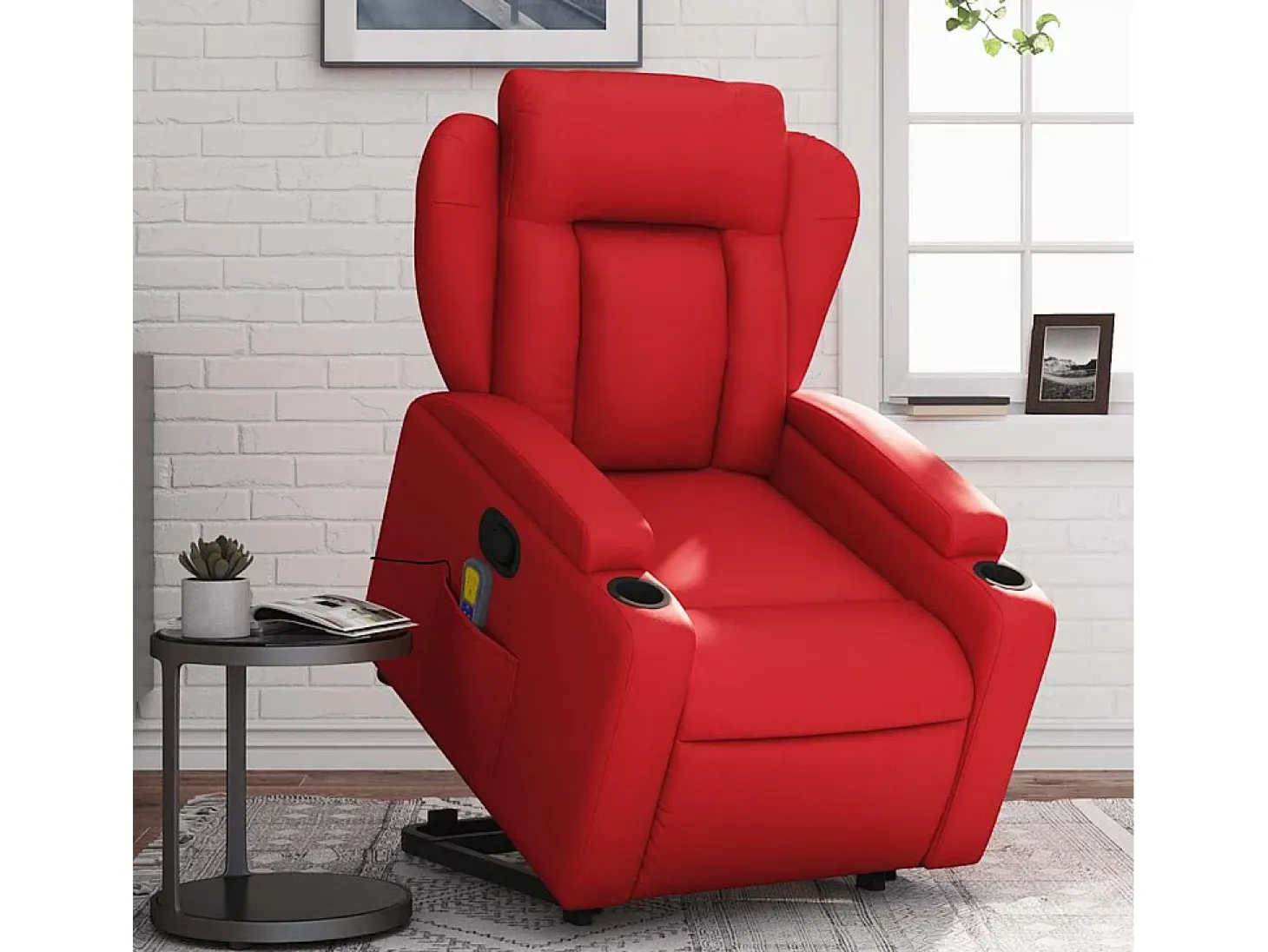 Sillón de relax | Sillón reclinable de masaje de pie cuero artificial rojo SHL3533