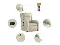 Sillón de relax | Sillón reclinable de masaje cuero sintético crema SHL3380