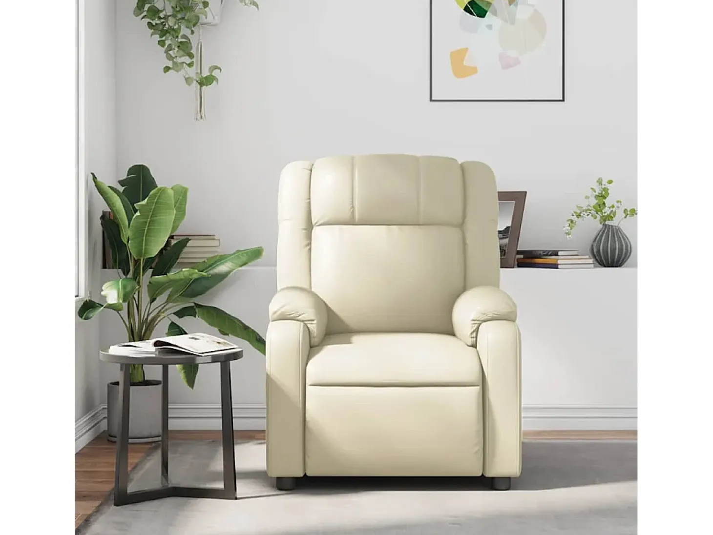 Sillón de relax | Sillón reclinable de masaje cuero sintético crema SHL3380