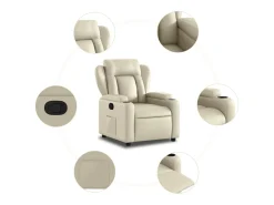 Sillón de relax | Sillón reclinable de cuero sintético crema SHL7022