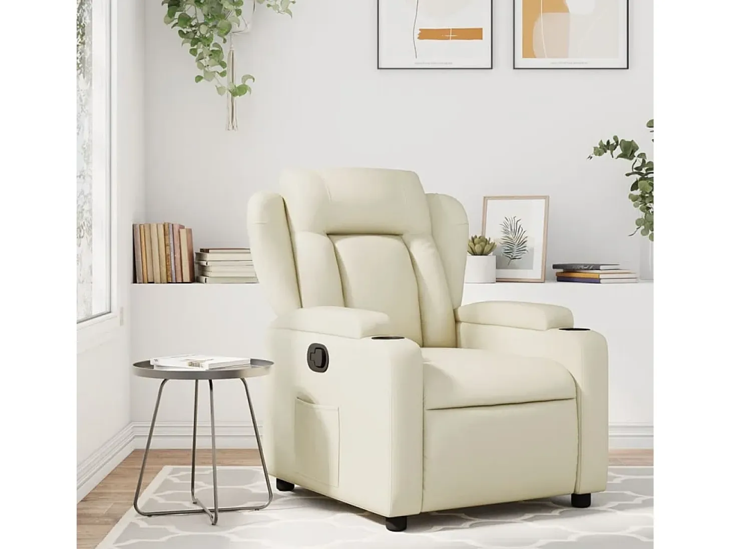 Sillón de relax | Sillón reclinable de cuero sintético crema SHL7022