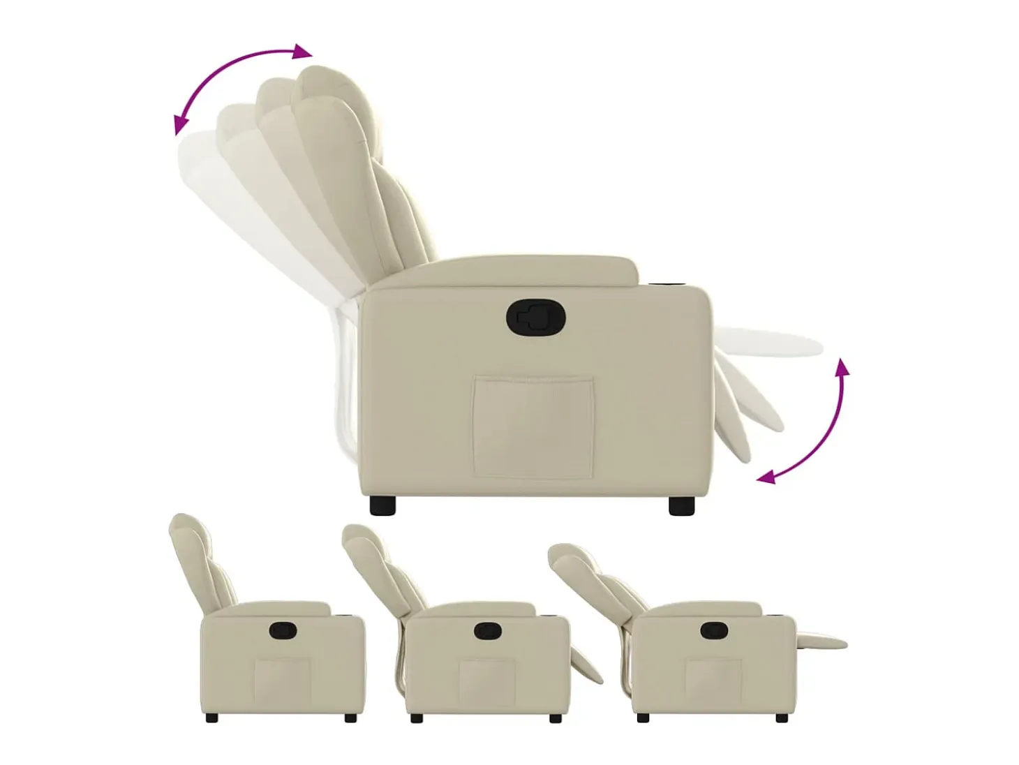 Sillón de relax | Sillón reclinable de cuero sintético crema SHL7022