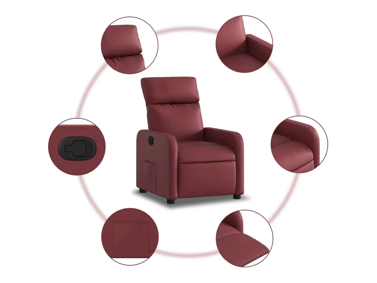 Sillón de relax | Sillón reclinable de cuero sintético rojo tinto SHL6703